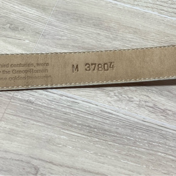 VTG BRIGHTON / Museum Collection Cream Leather Crop Embossed Belt Size M - Picture 5 of 14